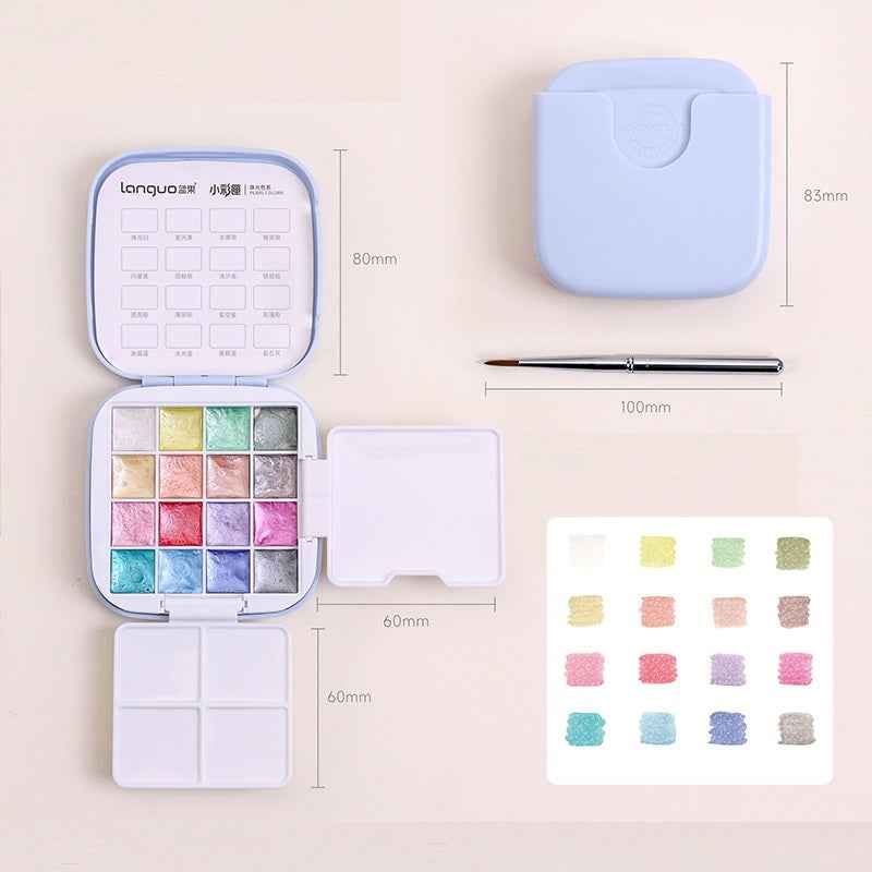 LANGUO Watercolor Paint Set,Field Pocket,16 Colors Pearl