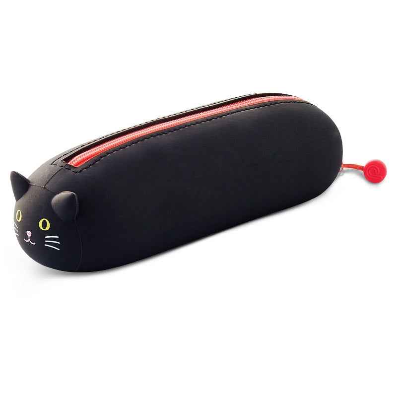 LIHITLAB PuniLabo Lying Pen Pouch Zipper Pen Case Black Cat