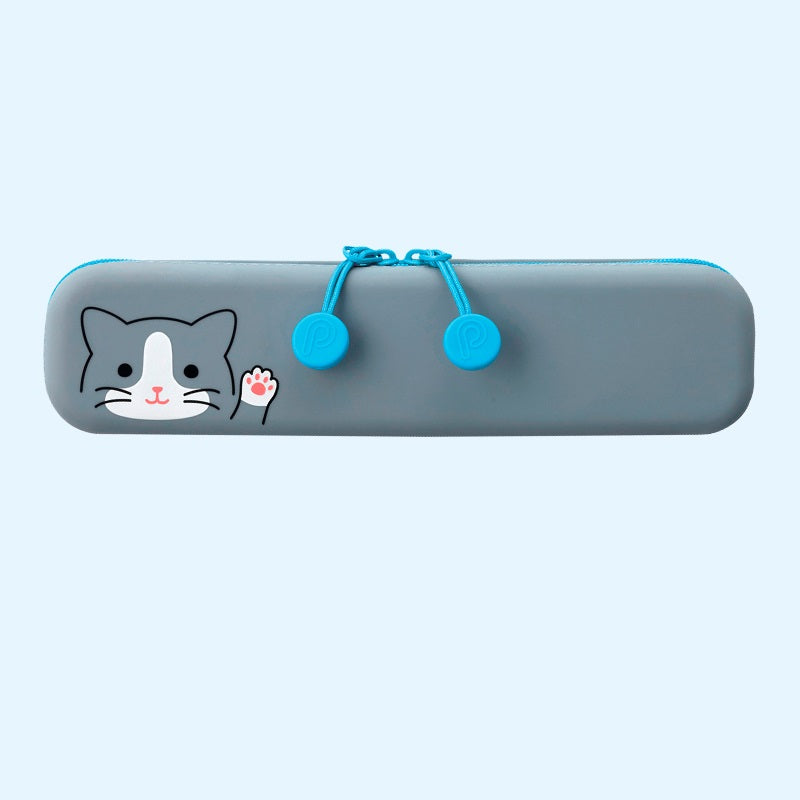 LIHITLAB PuniLabo Slim Zipper Pen Pouch A-7717 Blue Cat