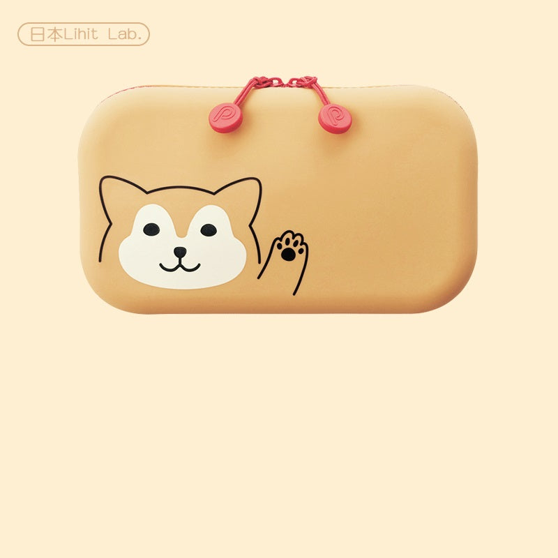 LIHITLAB PuniLabo Zipper Pen Pouch Silicone A-7716 Shiba Dog