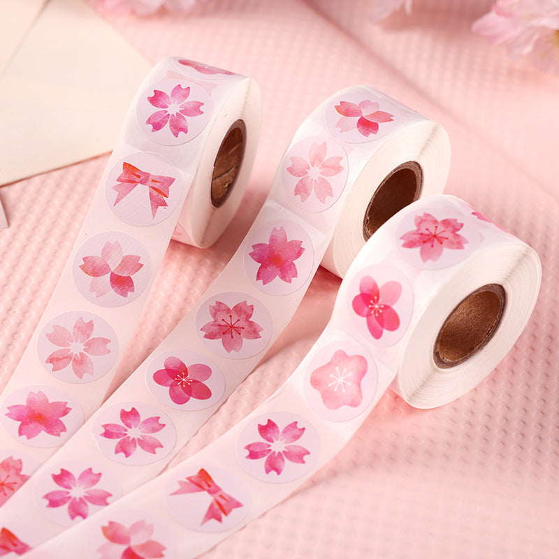 1500pcs Pink Sakura Stickers Round 1 inch