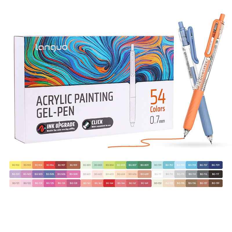 Languo 54 Colors Retractable Gel Pens 0.7mm for Coloring Drawing
