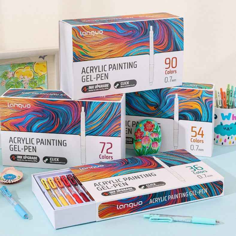 Languo 54 Colors Retractable Gel Pens 0.7mm for Coloring Drawing