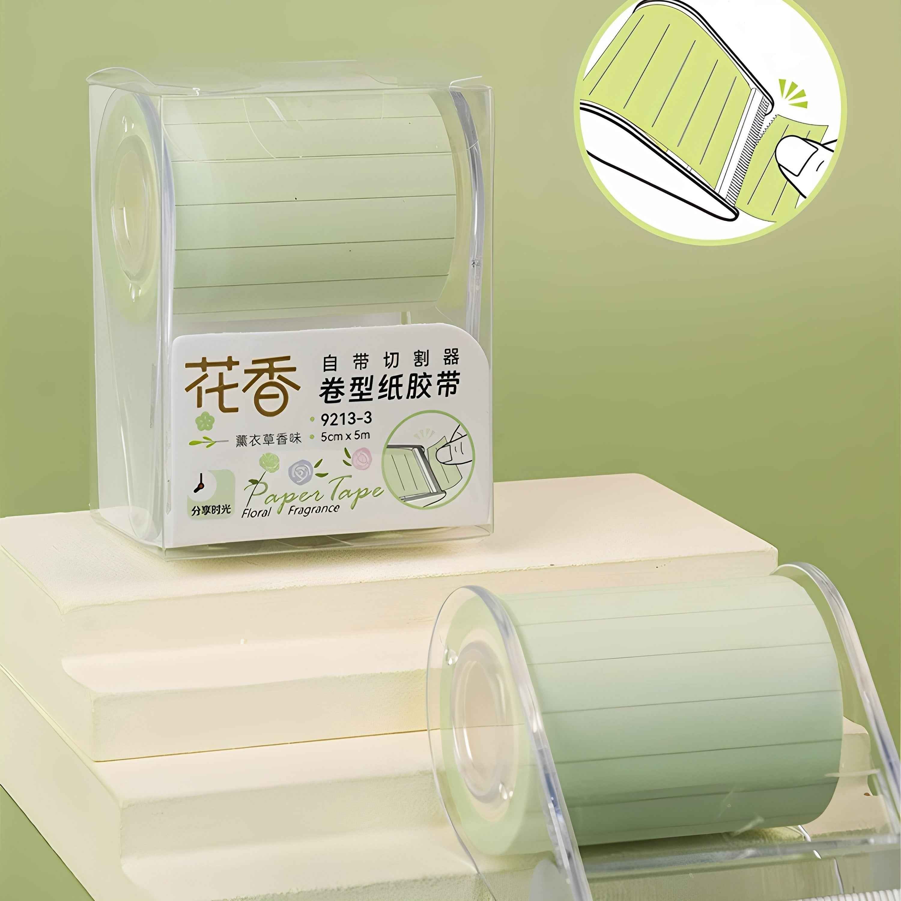 Lavender Scented Sticky Note Tape Roll with Built-in Cutter – 4-Color