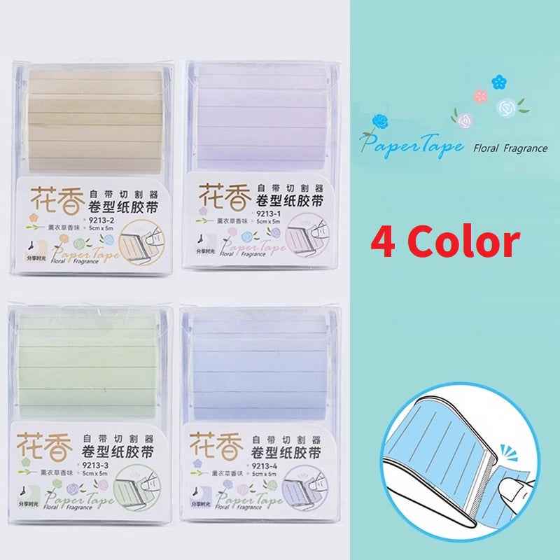 Lavender Scented Sticky Note Tape Roll with Built-in Cutter – 4-Color