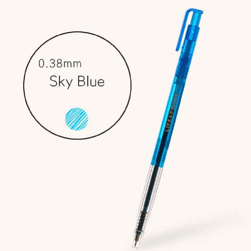 Livework Clear Life & Pieces 0.38mm Slim Color Gel Pen 3 Pack Sky Blue