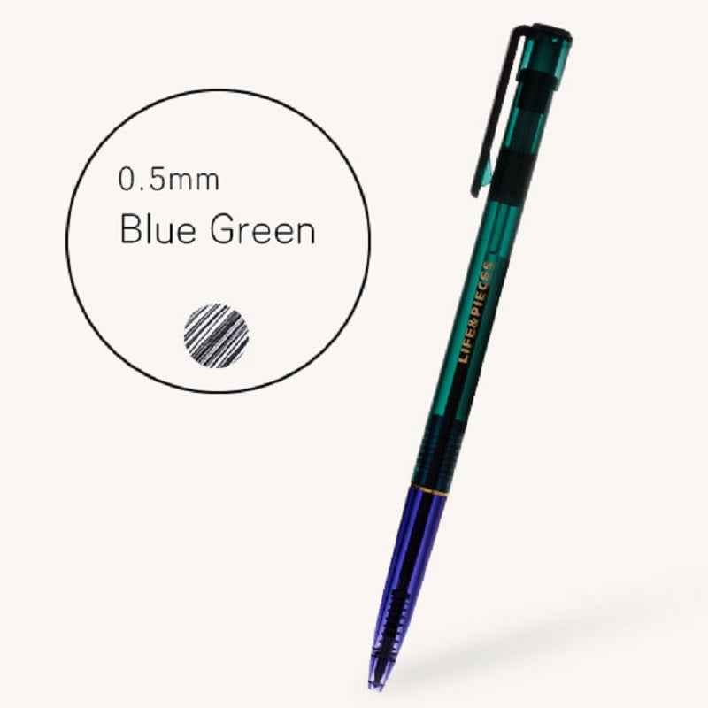 Livework Colorful Life & Pieces 0.5mm Slim Color Gel Pen 2 Pack Blue Green