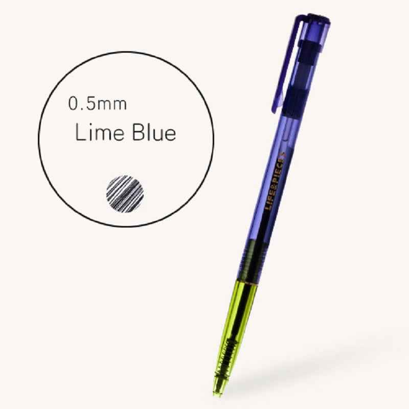 Livework Colorful Life & Pieces 0.5mm Slim Color Gel Pen 2 Pack Lime Blue