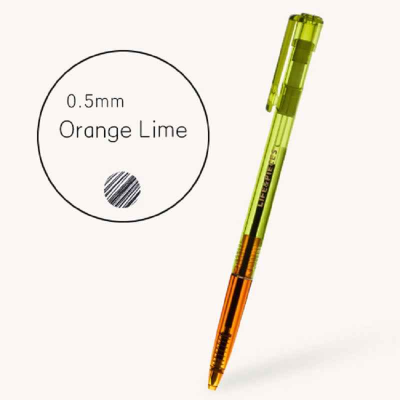 Livework Colorful Life & Pieces 0.5mm Slim Color Gel Pen 2 Pack Orange Lime