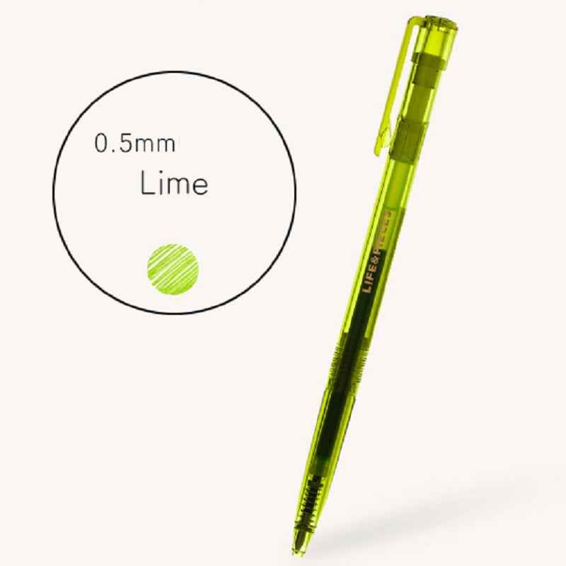 Livework Colorful Life & Pieces 0.5mm Slim Color Gel Pen 2 Pack Lime
