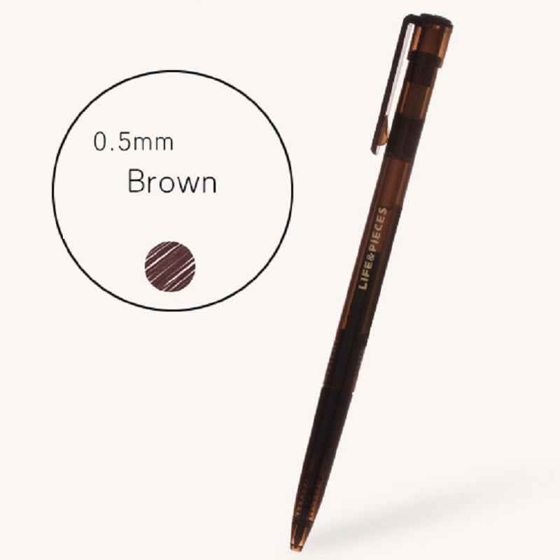 Livework Colorful Life & Pieces 0.5mm Slim Color Gel Pen 2 Pack Brown