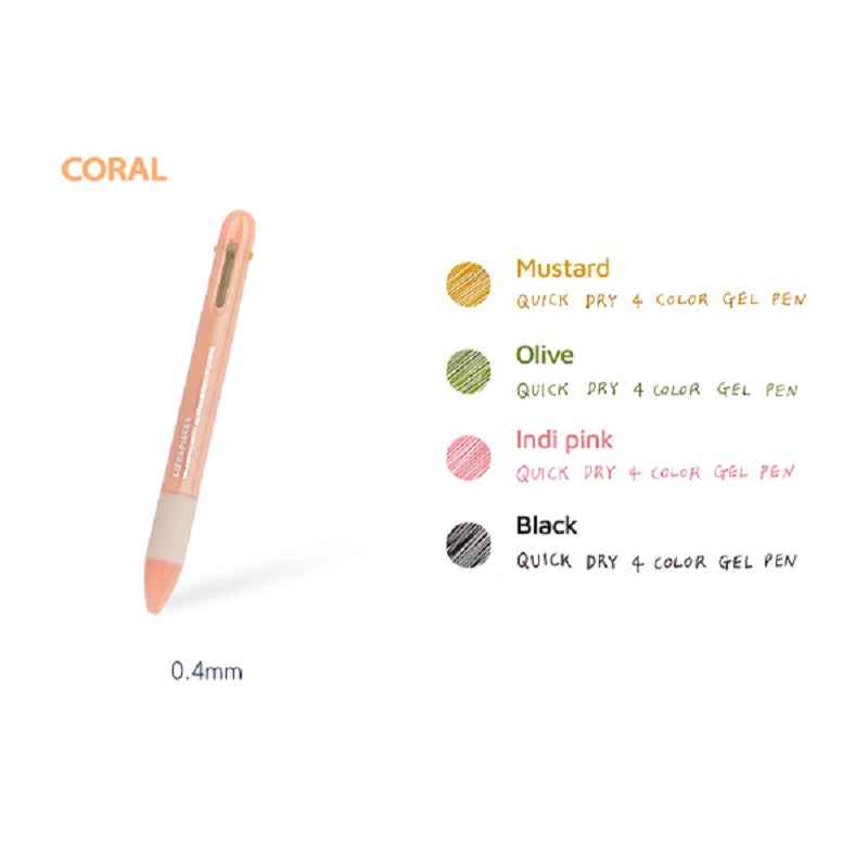 Livework Life&Pieces 4 Color Gel Pen 0.4mm Coral