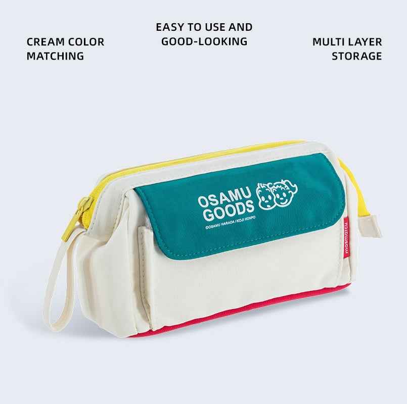M&G MASMARCU Triangle Large Capacity Multi-Compartment Pencil Case Lake Blue
