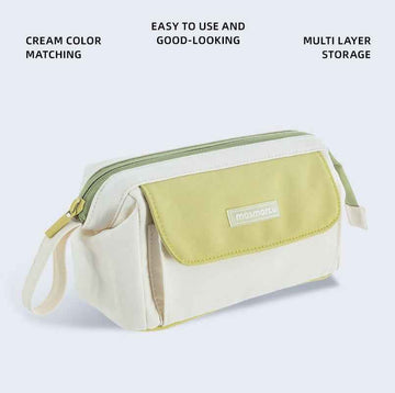 M&G MASMARCU Triangle Large Capacity Multi-Compartment Pencil Case Apple Green