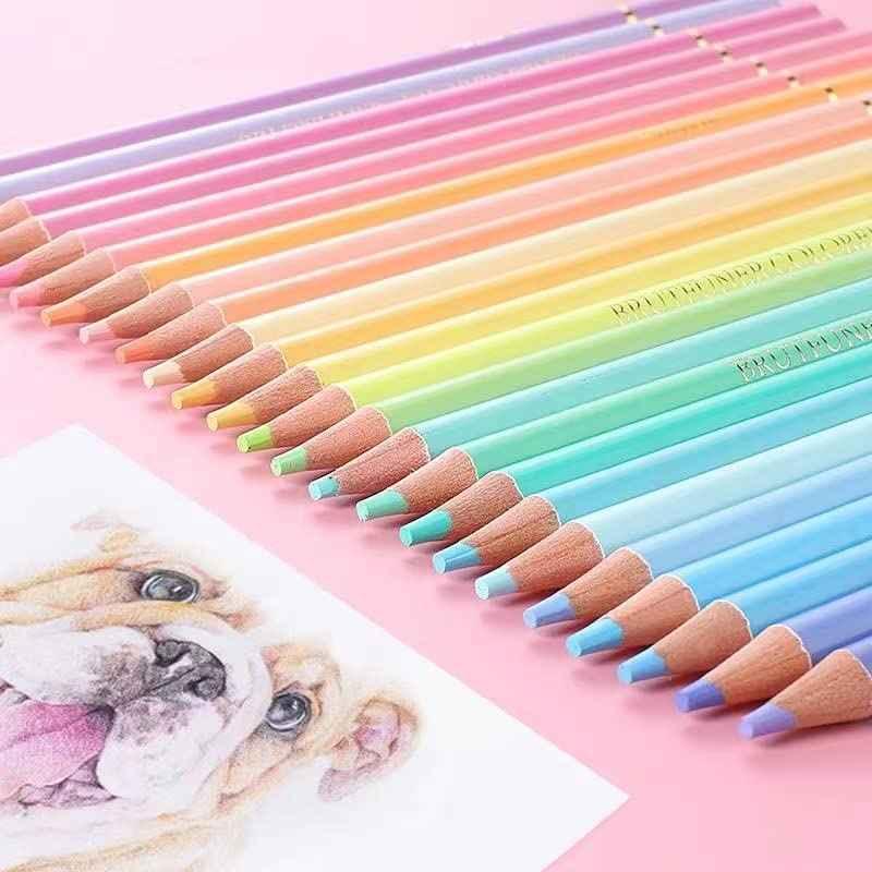 BRUTFUNER 24 Pastel Macaron Color Pencils Set