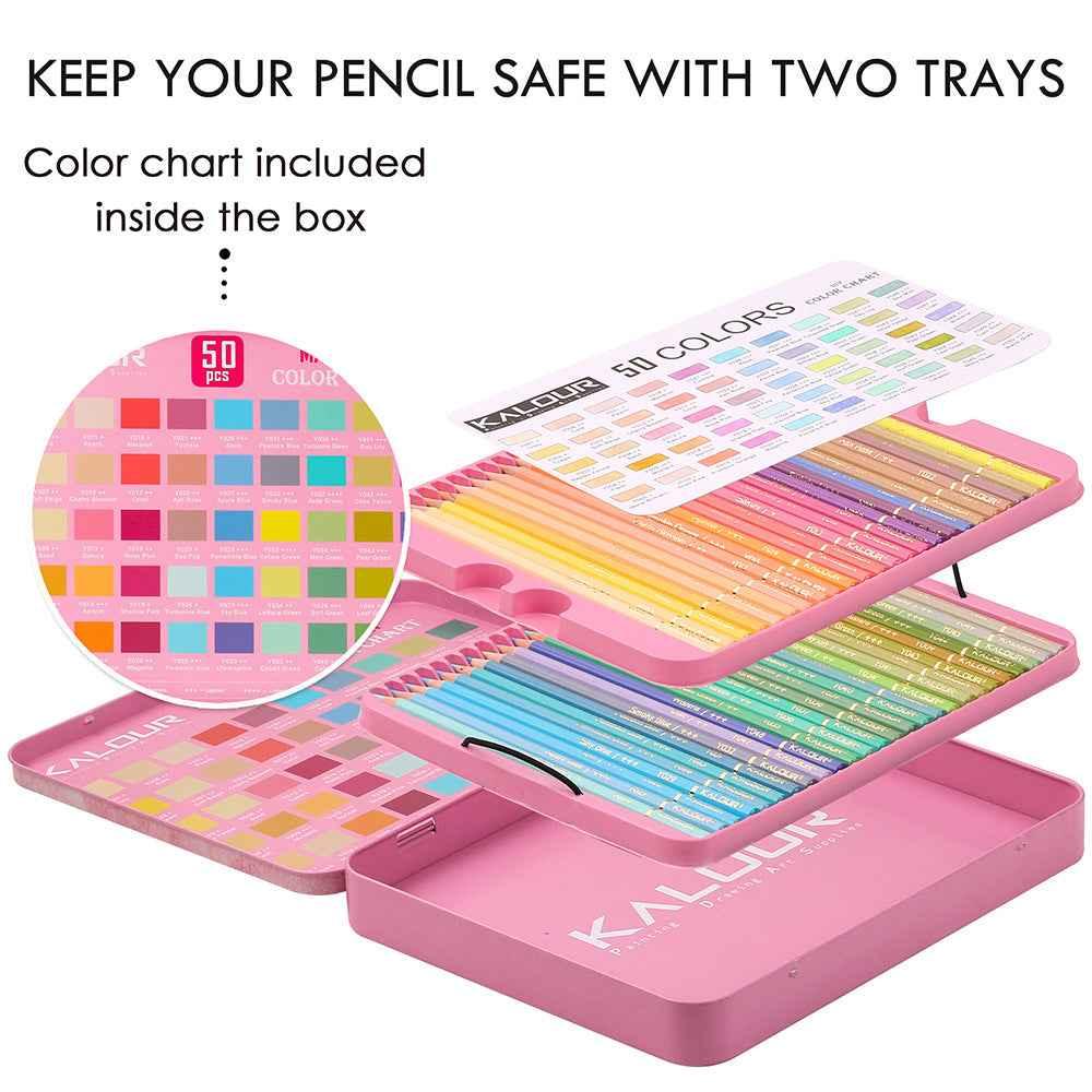 KALOUR 50 Macaron Colored Artist Pencils Set for Adults Kids