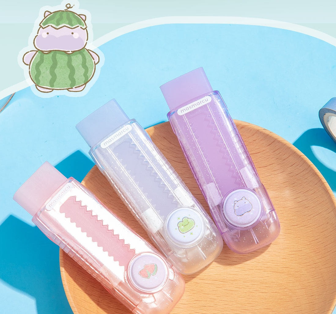 M&G Masmarcu Push Eraser Transparent Case 3‑Piece Set
