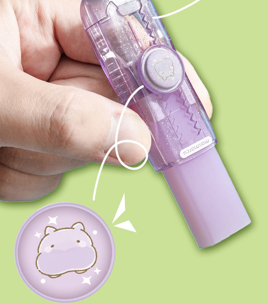 M&G Masmarcu Push Eraser Transparent Case 3‑Piece Set