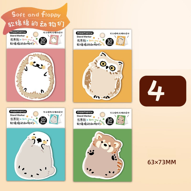 M&G Stand Sticky Notes Animal Shape Memo Pad 30 Sheets, 4-Pack D