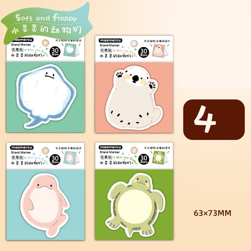 M&G Stand Sticky Notes Animal Shape Memo Pad 30 Sheets, 4-Pack F