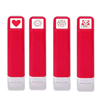 KODOMO NO KAO Japanese Cute MINI Self Inking Stamps 4 Pack A