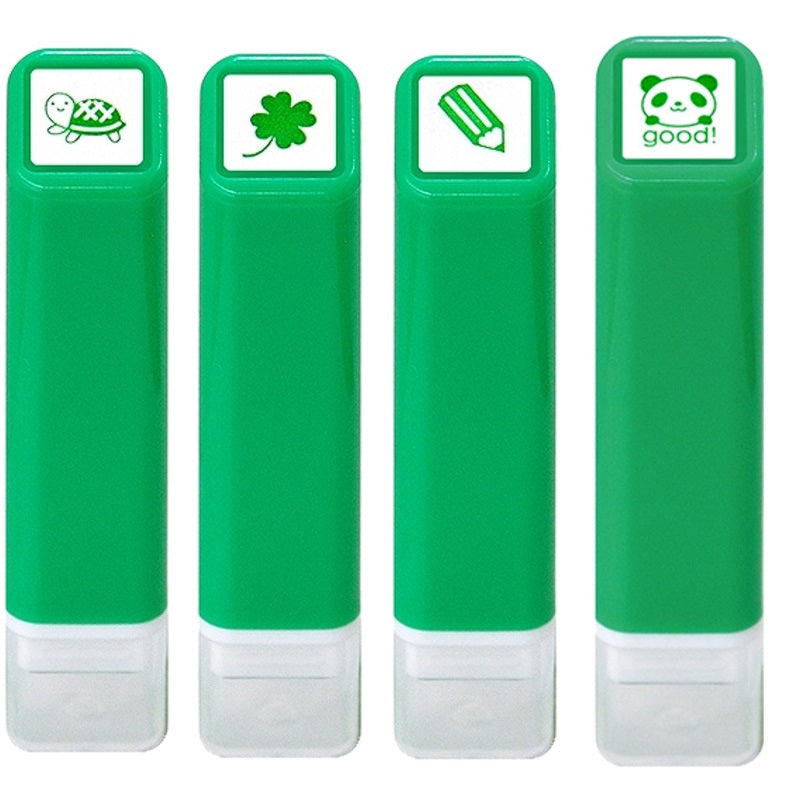 KODOMO NO KAO Japanese Cute MINI Self Inking Stamps 4 Pack C