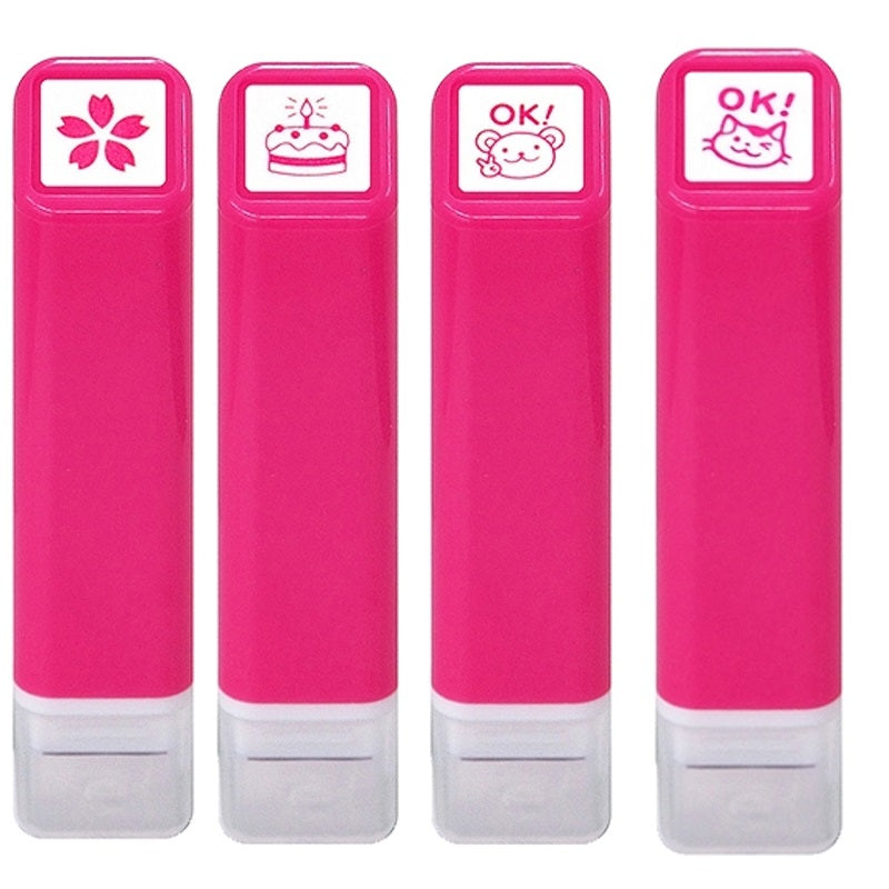 KODOMO NO KAO Japanese Cute MINI Self Inking Stamps 4 Pack F