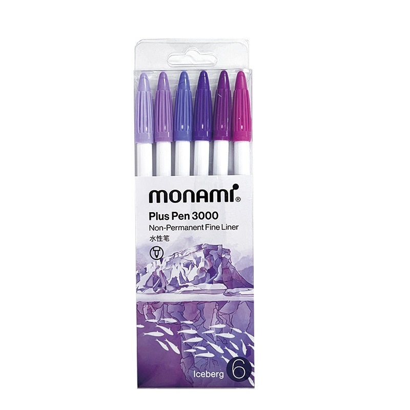 MONAMI Plus Pen 3000 Pigment 6 Set Felt Tip Pens Iceberg