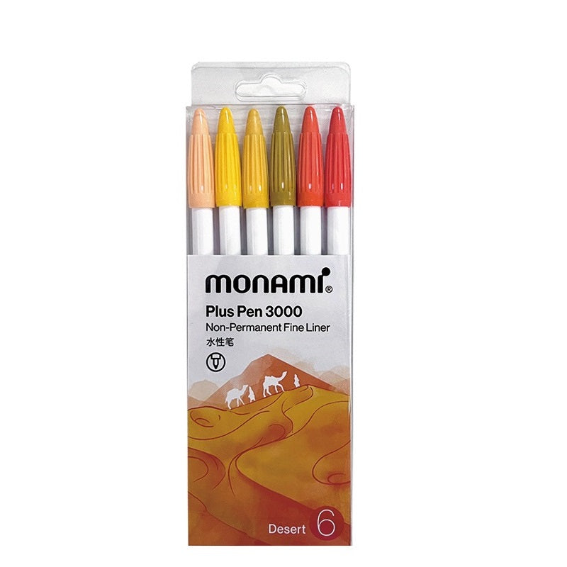 MONAMI Plus Pen 3000 Pigment 6 Set Felt Tip Pens Desert