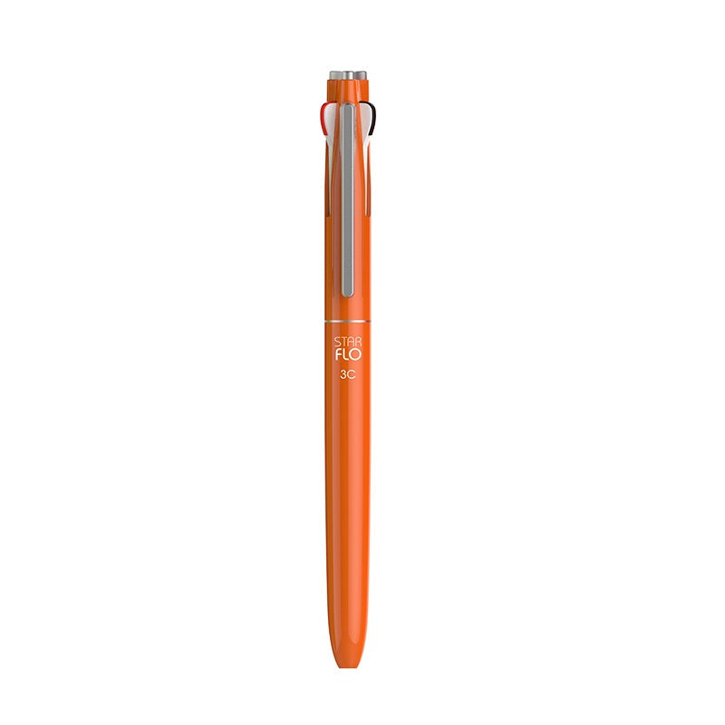 MORRIS STARFLO 3-Color Hybrid Ballpoint Pen (Black/Blue/Red) – 0.7mm Maple Orange