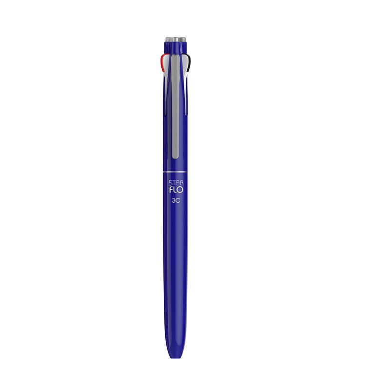 MORRIS STARFLO 3-Color Hybrid Ballpoint Pen (Black/Blue/Red) – 0.7mm Royal Blue