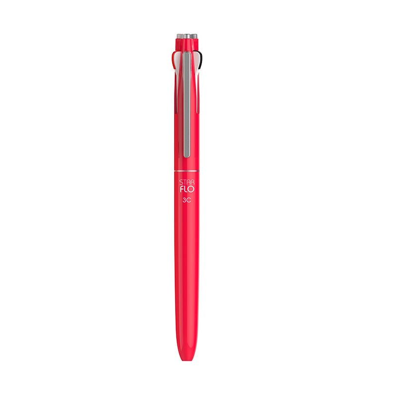 MORRIS STARFLO 3-Color Hybrid Ballpoint Pen (Black/Blue/Red) – 0.7mm Respberry Red