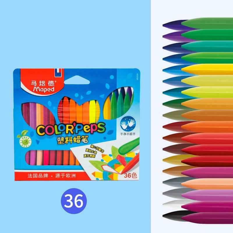 Maped Color'Peps Plasticlean Plastic Crayons,24/36 Assorted Colors 24 Color