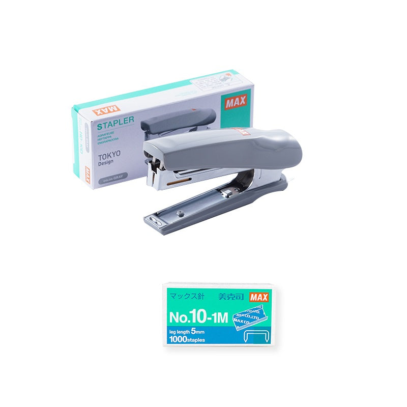 Max Classic Stapler HD-10D with 1000pcs Staples Grey