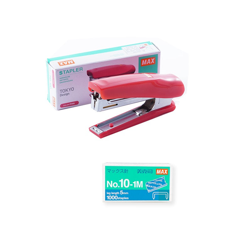 Max Classic Stapler HD-10D with 1000pcs Staples Red