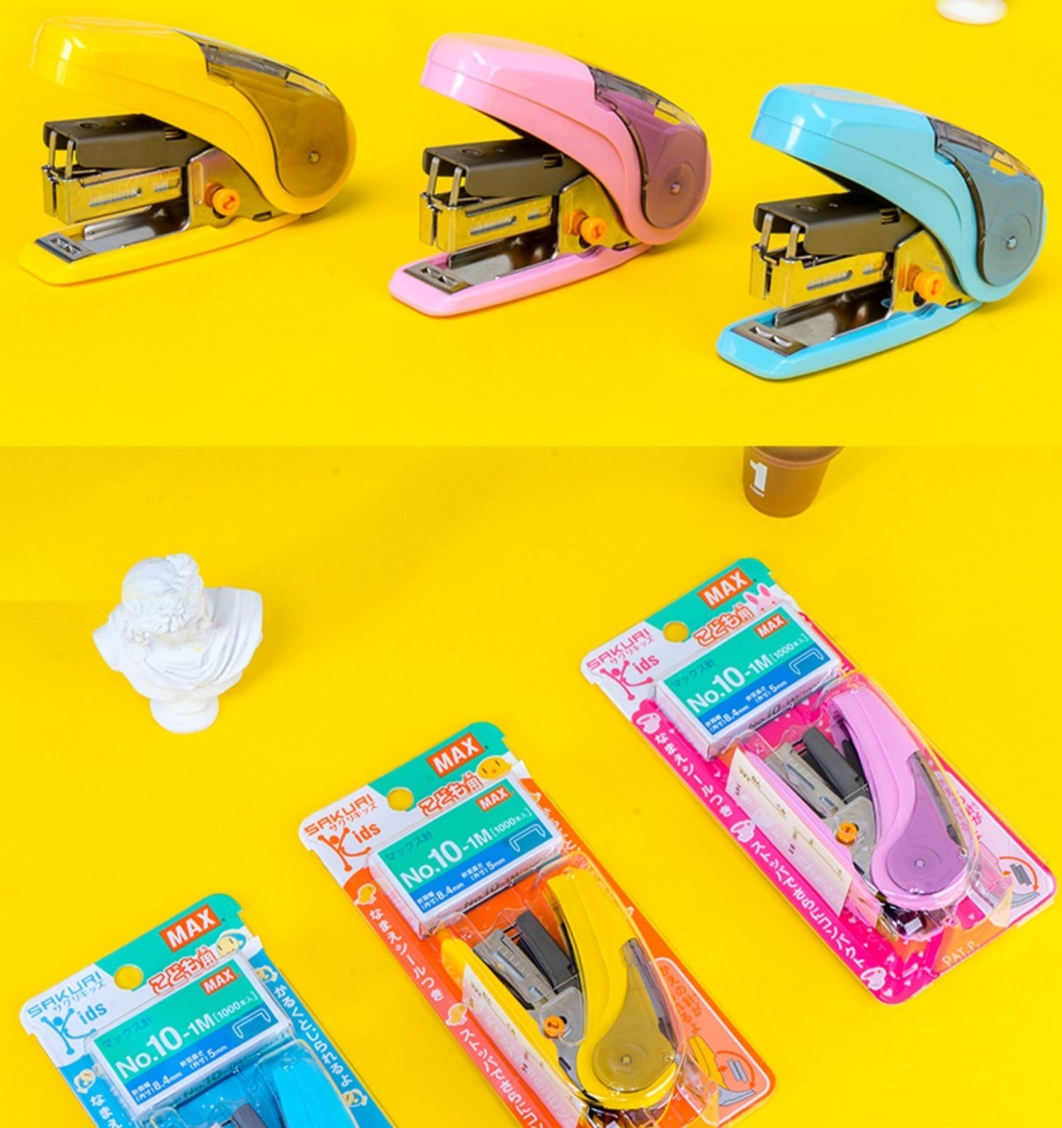 Max SAKURI Kid's Stapler HD-10NLCK with 1000pcs Staples