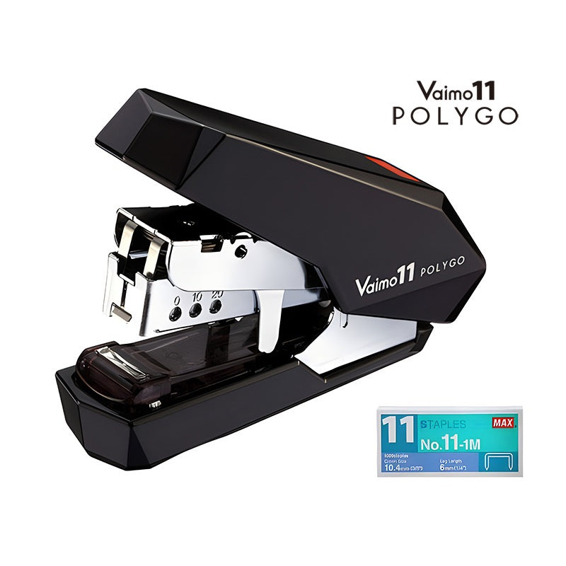 Max Vaimo 11 POLYGO Stapler with 1000 Staples Black