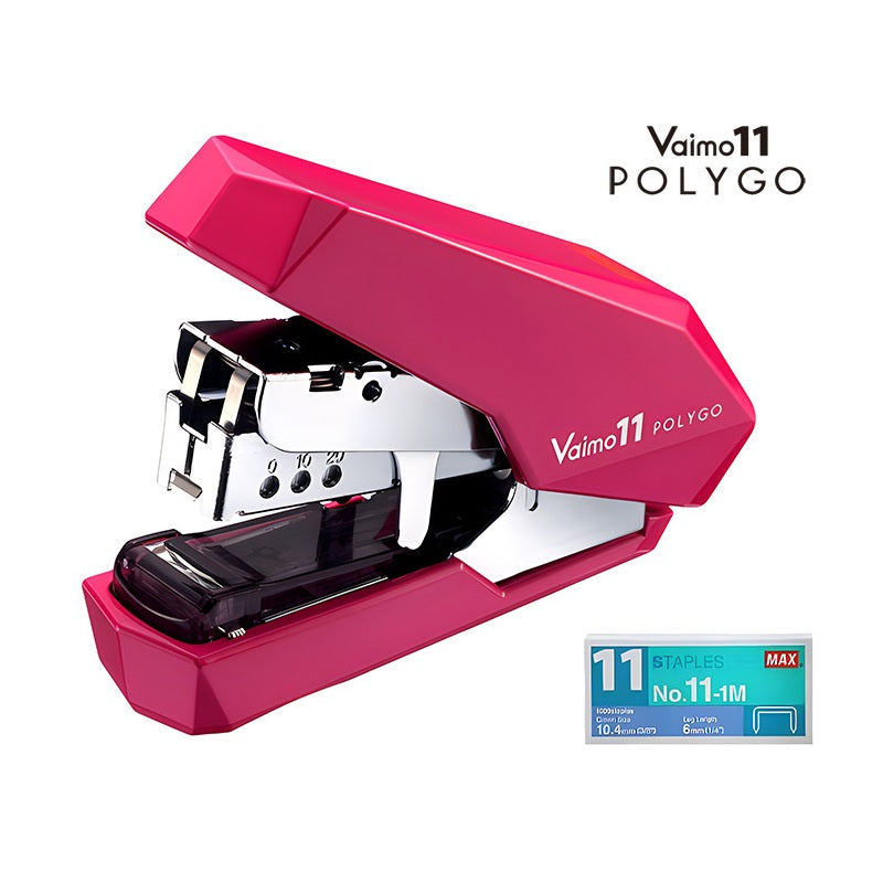 Max Vaimo 11 POLYGO Stapler with 1000 Staples Pink
