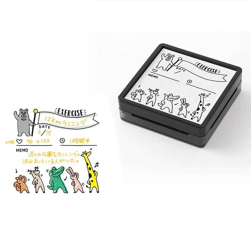 Midori Paintable Stamp Oil Based Ink Rubber Stamp Square 50x50mm Exercise