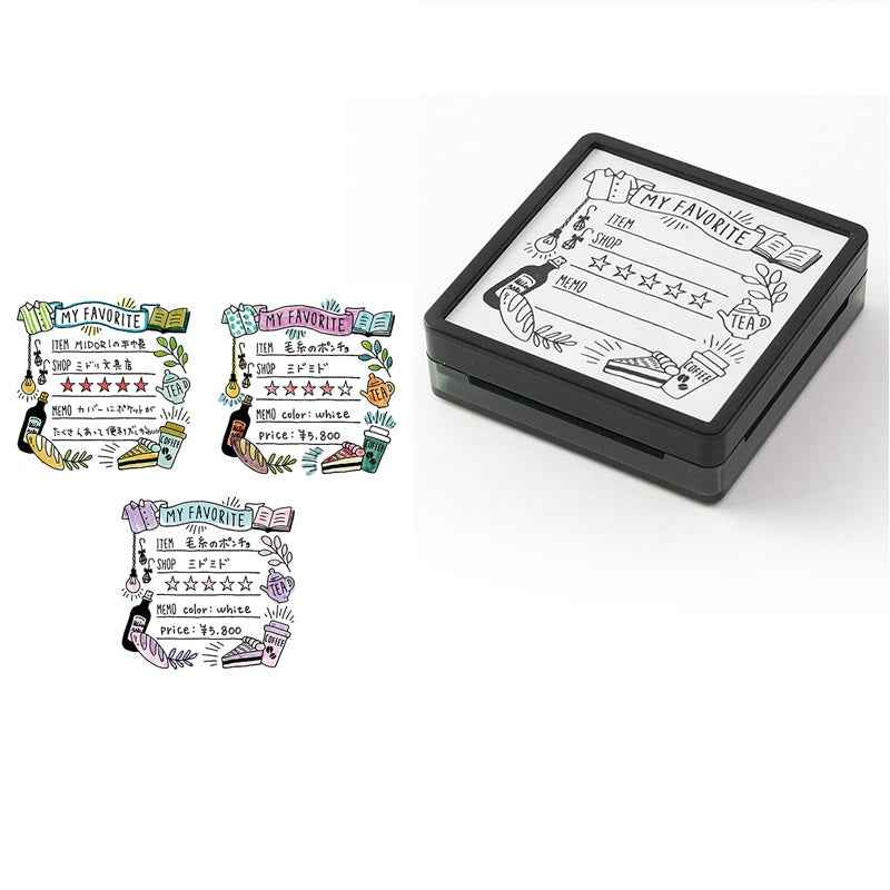 Midori Paintable Stamp Oil Based Ink Rubber Stamp Square 50x50mm My Favorite