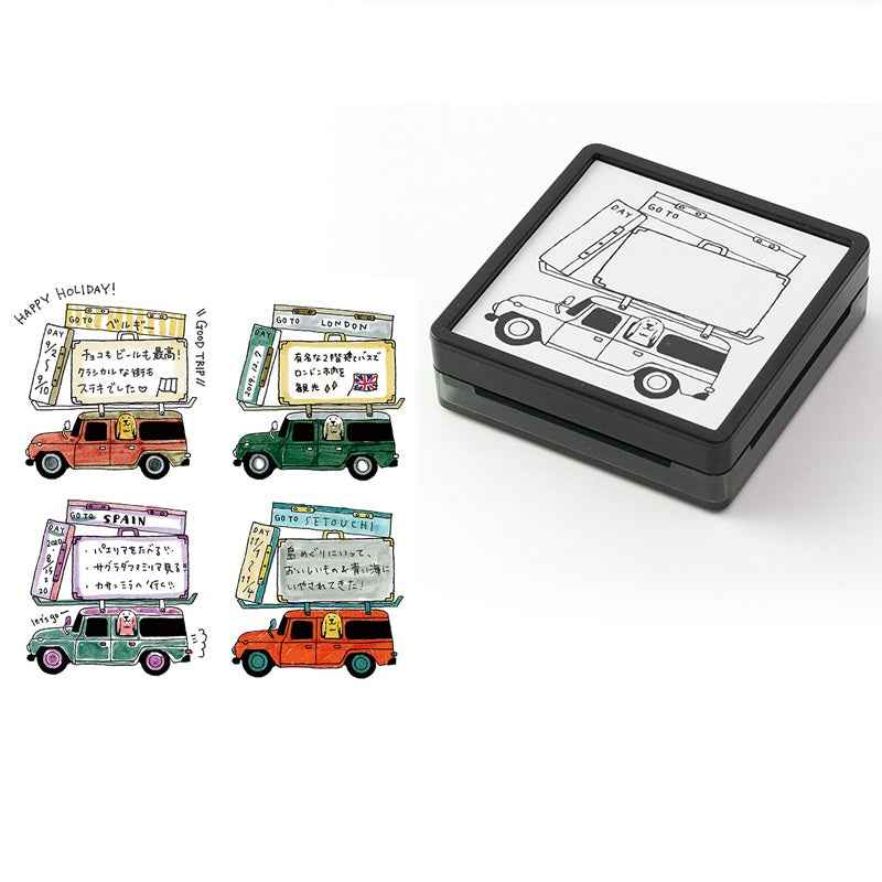 Midori Paintable Stamp Oil Based Ink Rubber Stamp Square 50x50mm Trip