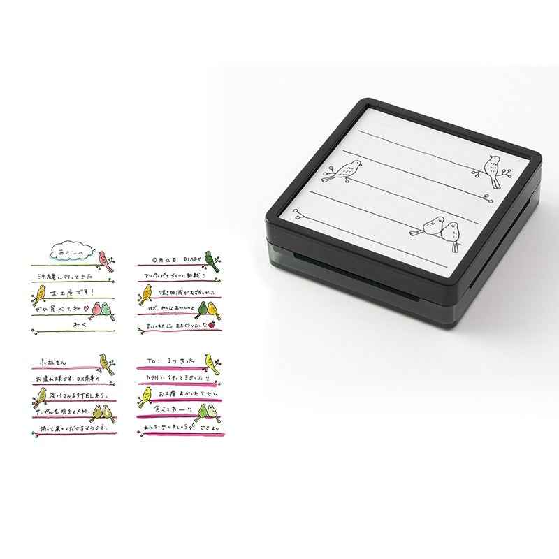 Midori Paintable Stamp Oil Based Ink Rubber Stamp Square 50x50mm Bird