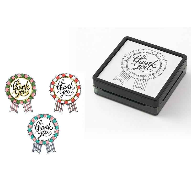 Midori Paintable Stamp Oil Based Ink Rubber Stamp Square 50x50mm Thank you