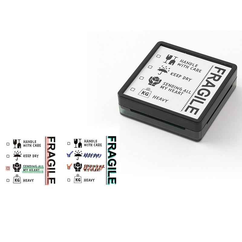 Midori Paintable Stamp Oil Based Ink Rubber Stamp Square 50x50mm Fragile