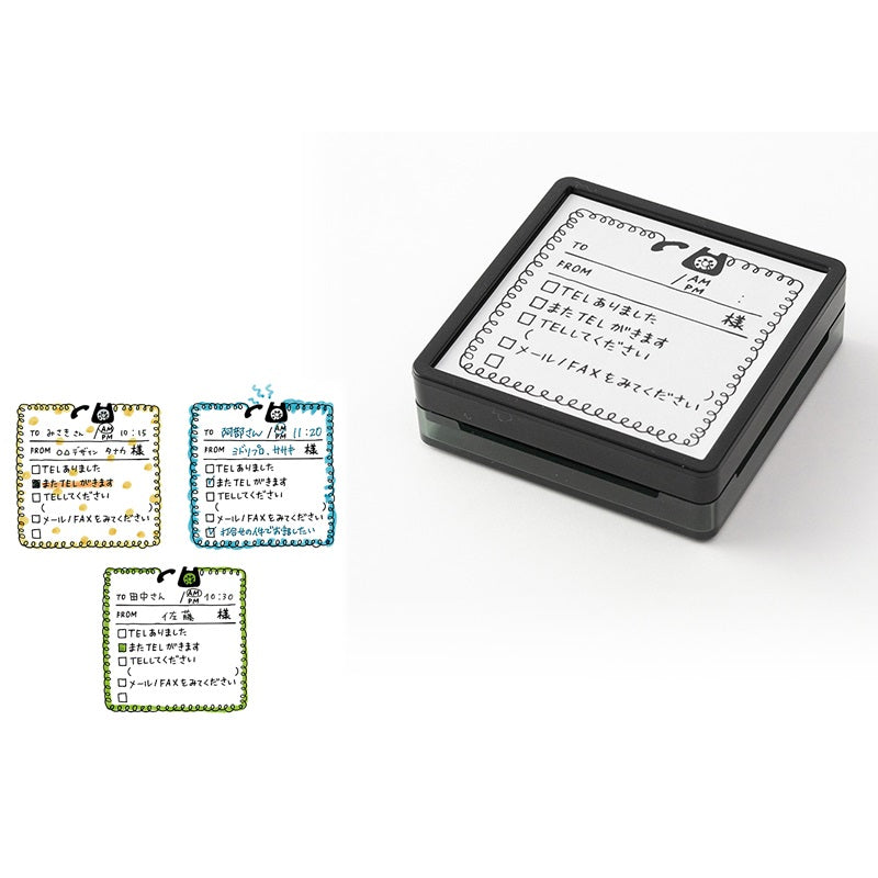 Midori Paintable Stamp Oil Based Ink Rubber Stamp Square 50x50mm Phone Call
