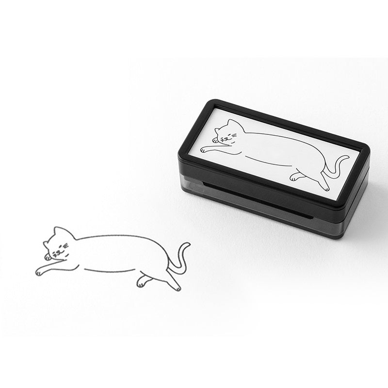 Midori Paintable Stamp Oil Based Self-Inking Rubber Stamp Rectangle Cat