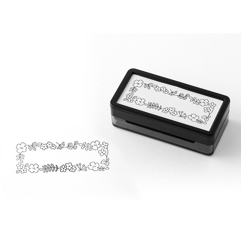 Midori Paintable Stamp Oil Based Self-Inking Rubber Stamp Rectangle Wreath