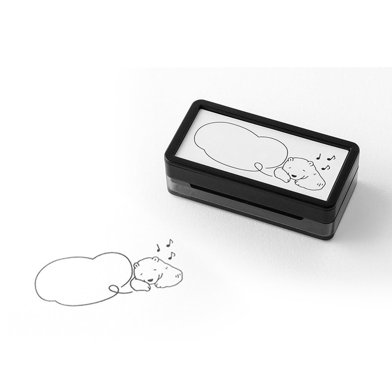 Midori Paintable Stamp Oil Based Self-Inking Rubber Stamp Rectangle Bear