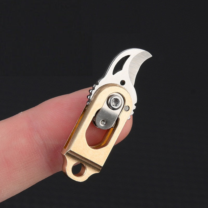 Brass Mini Folding Claw Knife – Compact Portable Keychain Tool