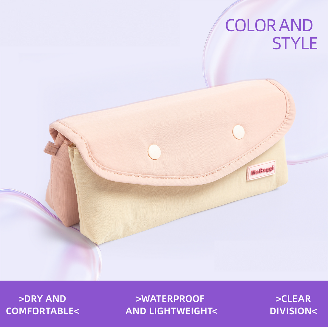 M&G Mobaggi Color-Block Snap Button Pencil Case 2in1 Detachable Purple